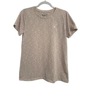 Under Armour Women's M Athletic Pink Metallic Short Sleeve Top Workout Gym
